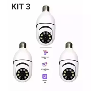 Kit Câmera de segurança a Prova D'água sem fio gira 360 com app Yousee full HD visão noturna