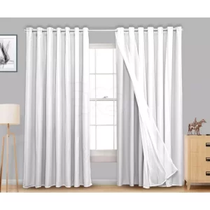 Cortina Bege Blackout com Voil para Sala Tecido Blecaute de 4 Metros com Forro Corta Luz casa aparta