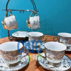 Conjunto 6 Xicaras Com Pires Porcelana Branca 100 ML Xicara De Cafe De flor De Luxo