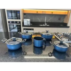 Conjunto Panela Caçarolas Antiaderente Teflon Tampa De Vidro 5 peças