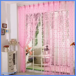 Cortina De Janela Transparente Romântica Em Formato De Coração 100x200cm Para Sala De Estar E Quarto