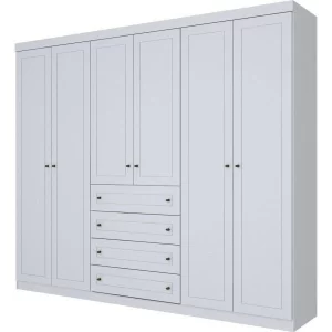 Guarda Roupa Casal Nova York 6 Portas 4 Gavetas Espresso Móveis Branco