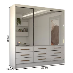 Guarda-Roupa Casal Taylor Premium 3 Portas 9 Gavetas com Espelho - Panorama Móveis