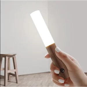 Luminária Elegante De Madeira Led Sensor Movimento Presença