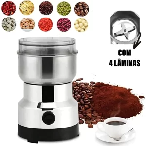 Moedor Multifuncional de Café e Especiarias 110V com Design em Aço Inoxidável 4 Lâminas Cherry
