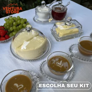 Monte seu Kit Café da Manhã Pearl - Wolff Pearl - Queijeira, Manteigueira, Açucareiro, Meleira