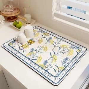 Novo： Tapete escorredor de Louça em Microfibra Super absorvente 40X30CM Dobrável Aparador de Louça