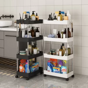 Organizador Multiuso Móvel Com 4 Prateleiras Com Rodinha para cozinha banheiro