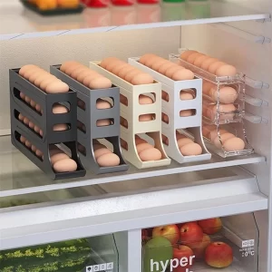 Porta Ovos Deslizante Organizador Para Geladeira De 4 Camadas Automática Rolantes