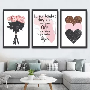 Quadros Decorativos Sala Quarto Decoração sala trio de quadros decorativos-WT5084