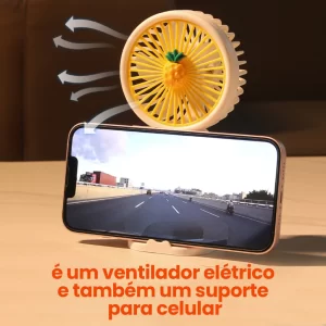 Mini ventilador portátil de mão recarregável via USB com suporte para escritório