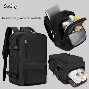 Mochila multifuncional unissex para trabalho e viagem, grande capacidade, à prova d'água, para notebook