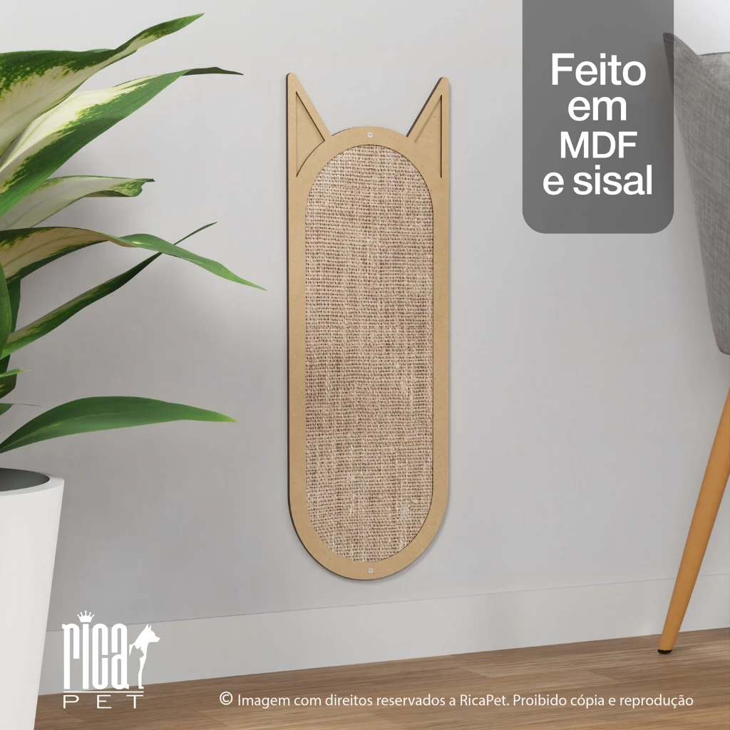 Arranhador Para Gato Parede Sisal 50x20 Grande Brinquedo Pet Ricapet - Imagem 3