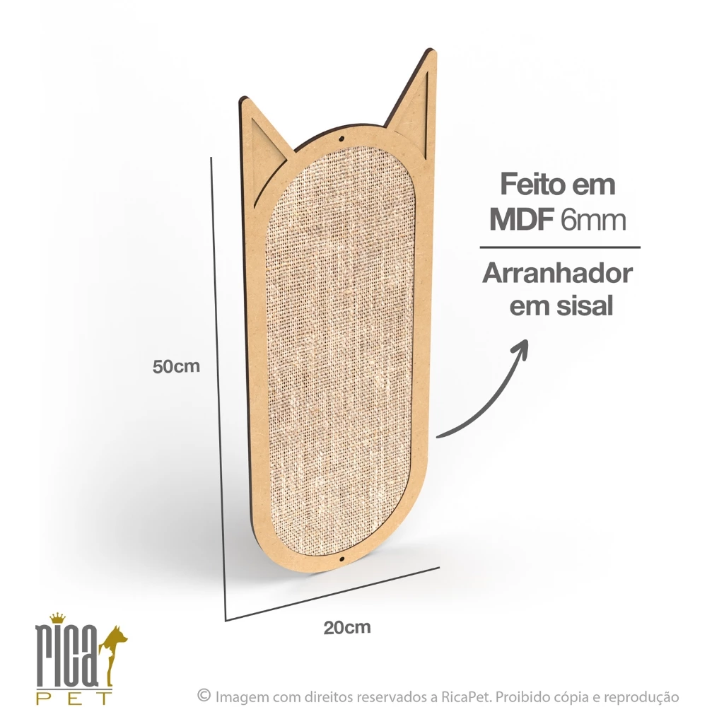 Arranhador Para Gato Parede Sisal 50x20 Grande Brinquedo Pet Ricapet - Imagem 4