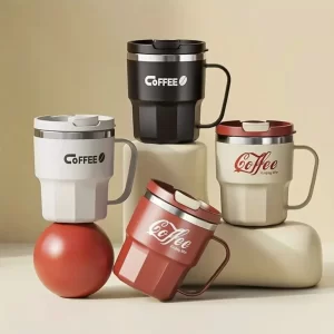 Copo Térmica de Aço Inox Caneca De Café 400ml Capa Resistente Ao Calor Alça Criativa Escritório Casa