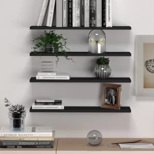 Kit 4 Prateleiras de Parede Suporte Invisivel Nicho Multiuso Branco ou Preto 60x10cm em Mdf 15mm