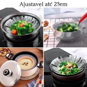 Cesto Inox Cozimento à Vapor Fruteira Banho Maria - Saúde, Praticidade e Sabor no seu dia a dia