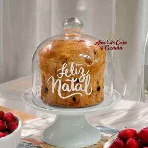 PORTA PANETONE DE VIDRO ESCOLHA SUA BASE E PERSONALIZAÇÃO
