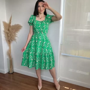 VESTIDO MIDI LESSE ALGODAO 3D MODA MODESTA