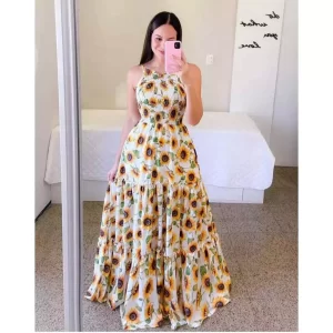 Vestido feminino lastex longo com alças reguláveis Todas as ocasiões Elegante e Confortável Ref. 93