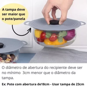 Tampa de Silicone para Panela 23cm / 28cm Microondas Geladeira Vedação Boa Resistente a Calor
