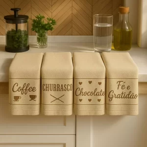Kit 5 Panos de Prato Copa 45x70 Jacquard Atoalhado Toalha De Cozinha