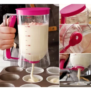 Jarra Dispenser Dosador Medidor de Massas 900ml p/ Cupcake Panqueca Waffle Crepe Bolo Confeitaria